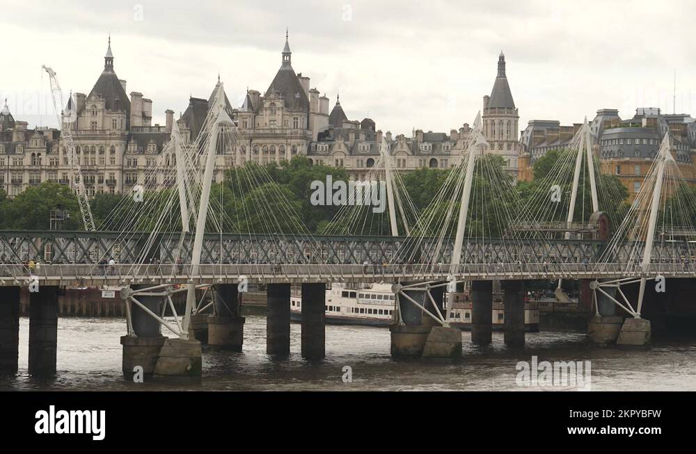 Pedestrian bridge across the thames Stock Videos & Footage HD and 4K