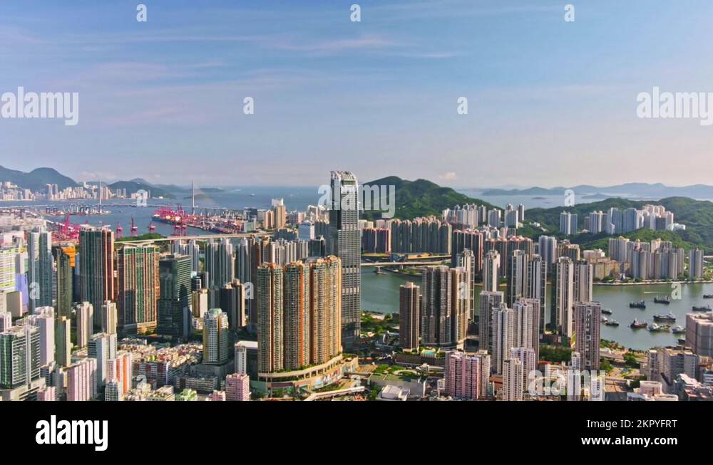 Drone Hyperlapse of Tsuen Wan City Tall Buildings in Hong Kong Stock ...