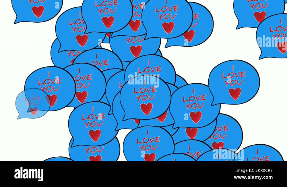 Speech Bubble with I love you text Love Hearts symbol icons animation