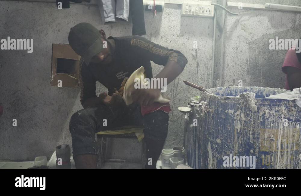 Indian workers making statue in mold, Mumbai, India Stock Video Footage Alamy