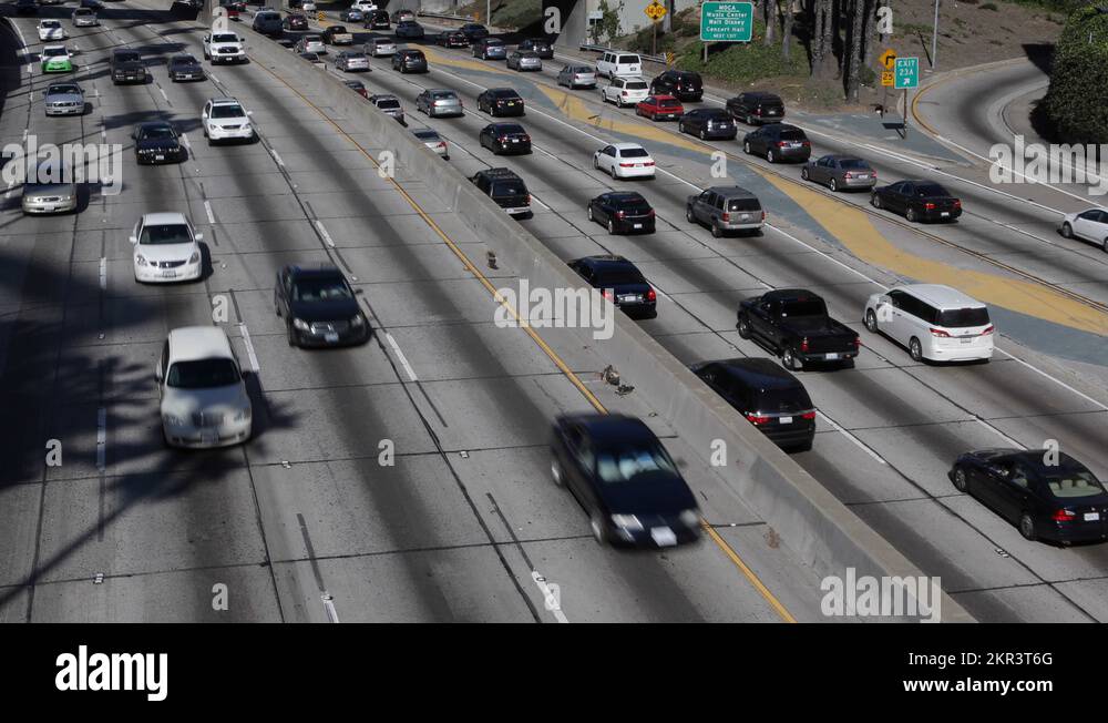 Rush Hour Traffic Jam Freeway Downtown Los Angeles LA Motorway Highway