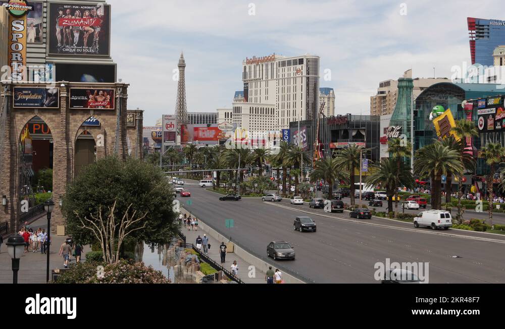 Car Traffic Rush Hour Las Vegas Strip Hollywood Eiffel Tower