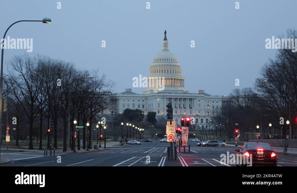 Evening Lights US Capitol Building, Washington DC Congress Dusk