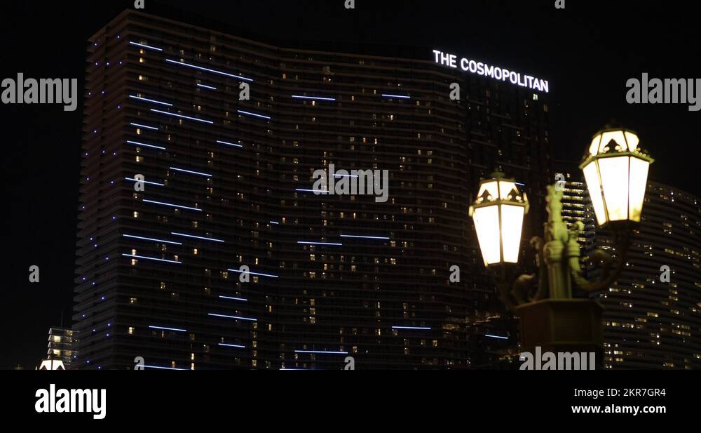 Ultra HD 4K UHD Public Lamp Illuminated Cosmopolitan Hotel night Las
