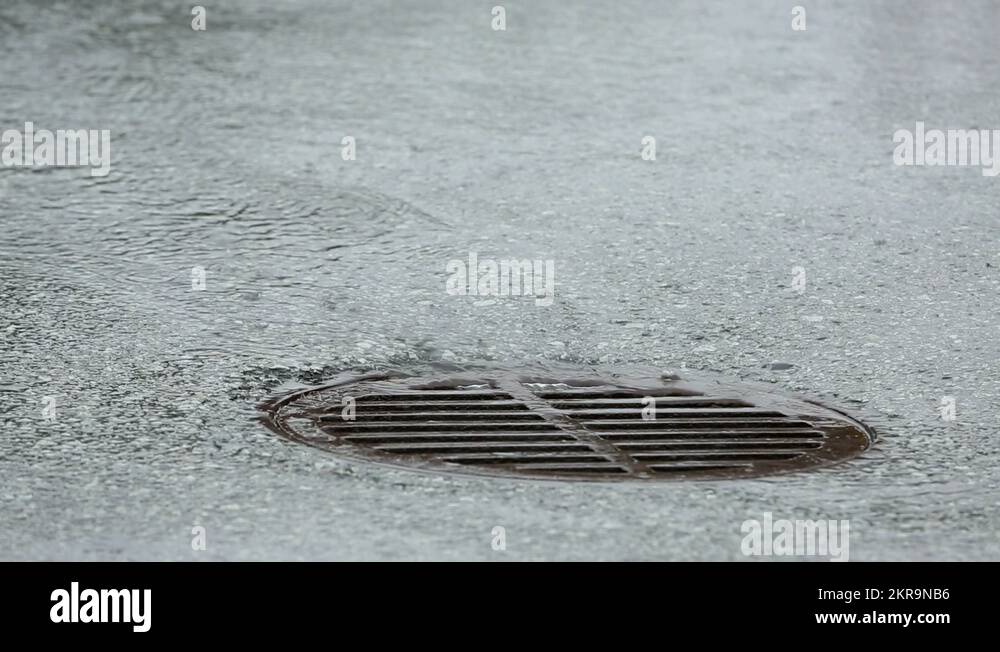 Storm Drain Manhole, Heavy Rain Stock Video Footage Alamy