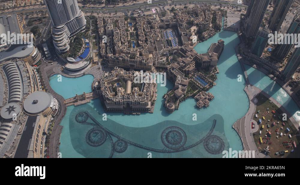 Ultra HD 4K UHD Aerial View Dancing Water Fountain Dubai World Largest