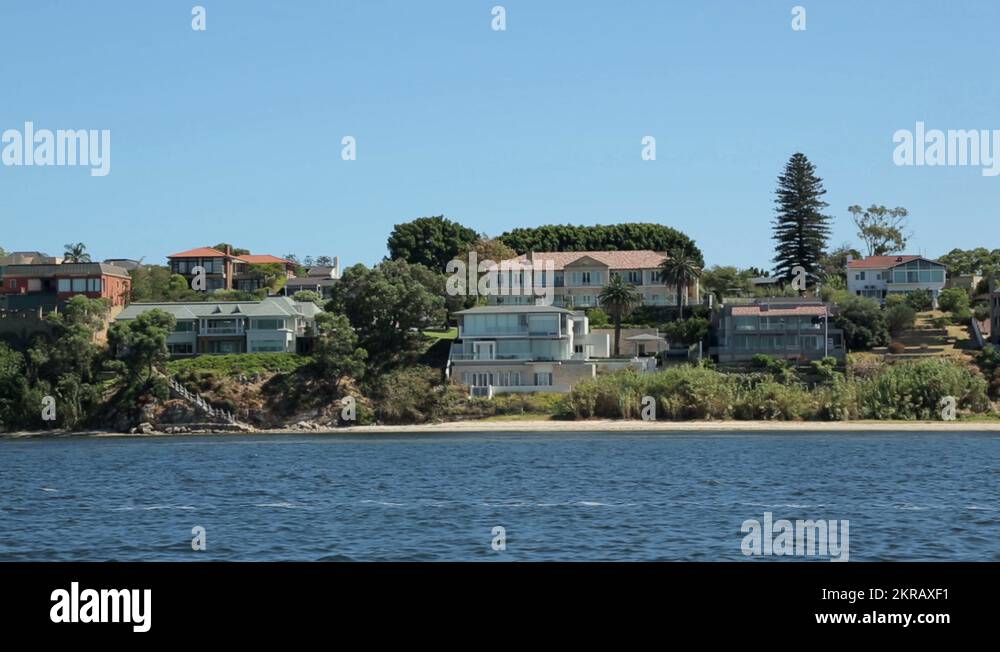 perth waterfront houses on swan river, australia Stock Video Footage Alamy