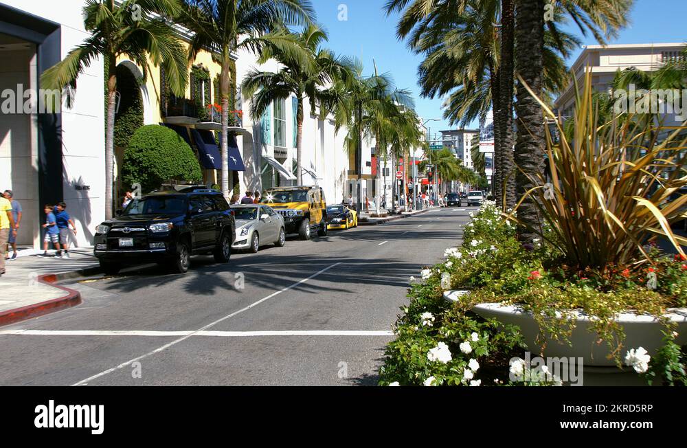 Luxury sports car on Rodeo Drive in Beverly Hills in Los Angeles 4K ...
