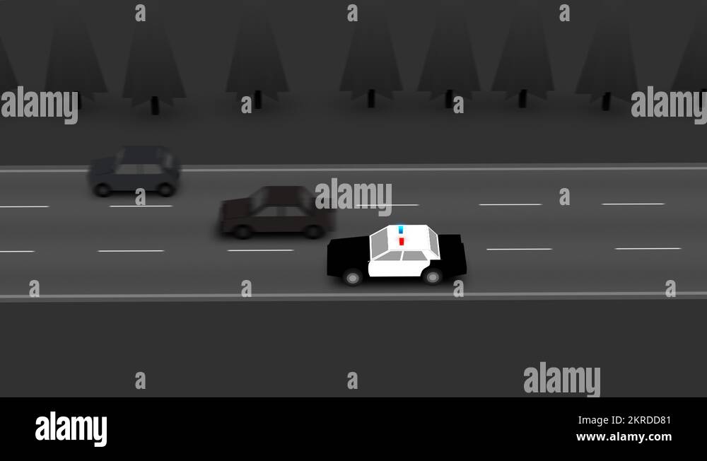 Police Car With Flashing Lights On Road Stock Video Footage Alamy