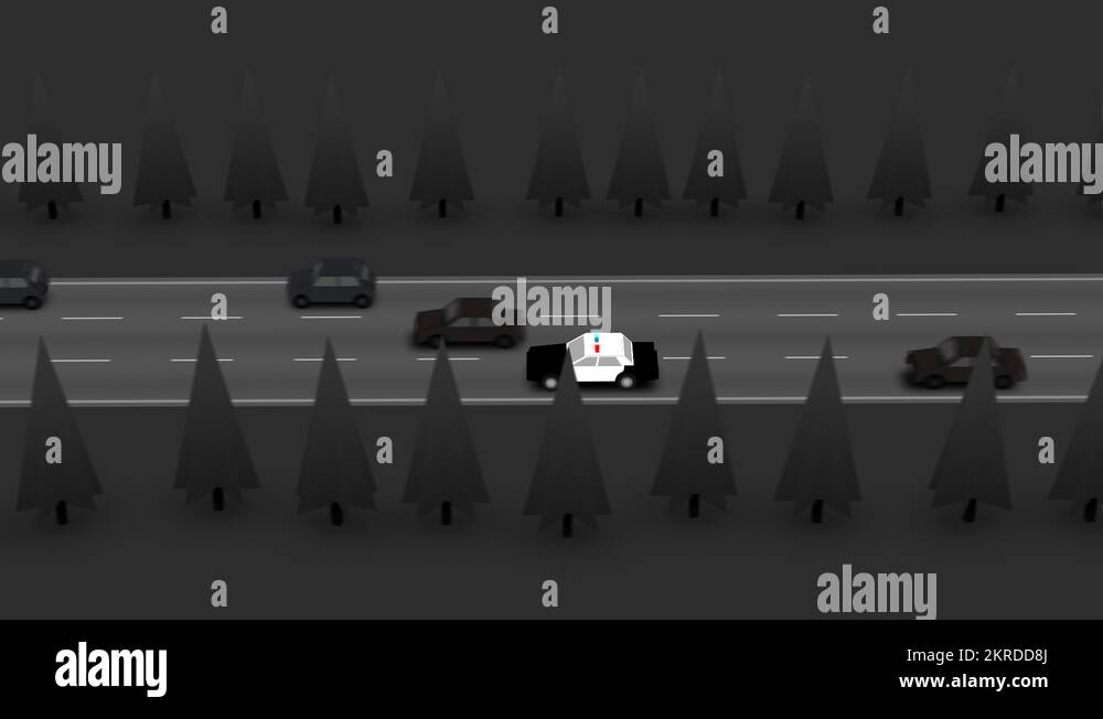 Police Car With Flashing Lights On Road Stock Video Footage Alamy