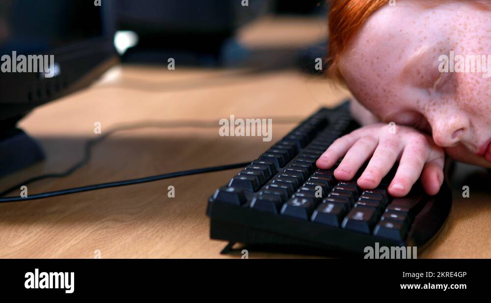 Little girl sleeping on keyboard Stock Video Footage Alamy