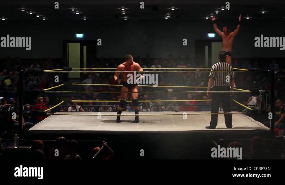 Pro Wrestling Match Spinebuster Counter Static Shot HD Stock Video