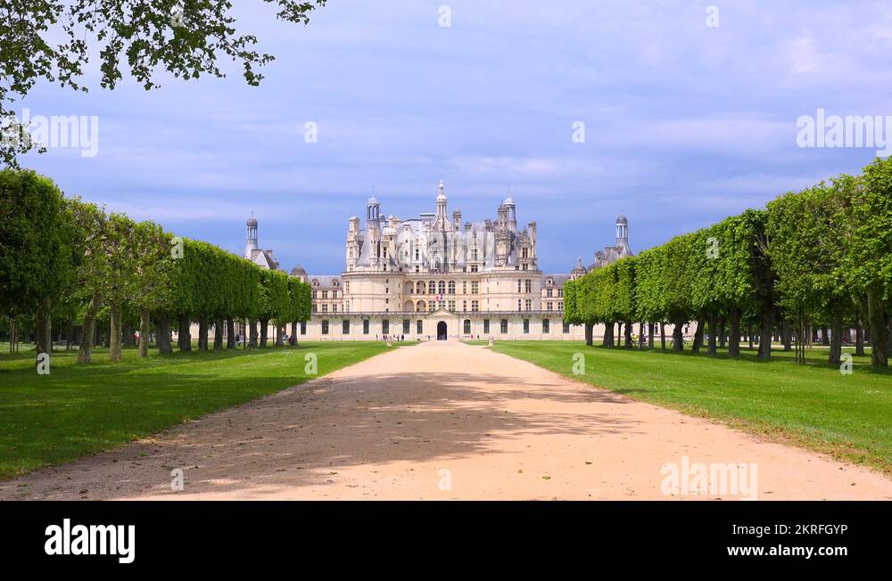Distant shot of the beautiful chateau of Chambord in the Loire Valley