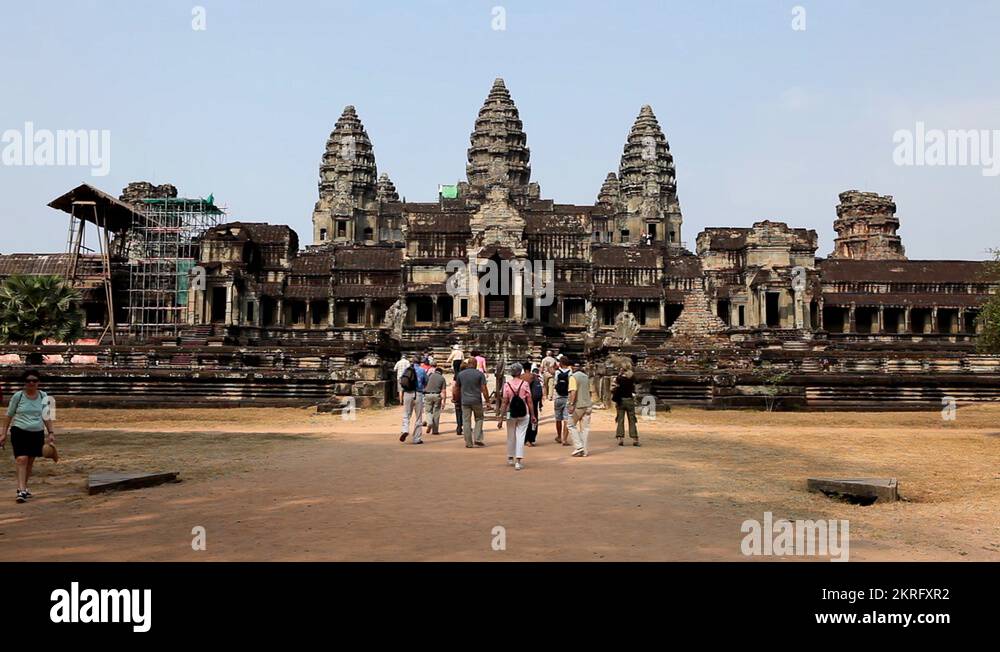People visit Angkor Wat Temple, Cambodia, The World's Largest Religious
