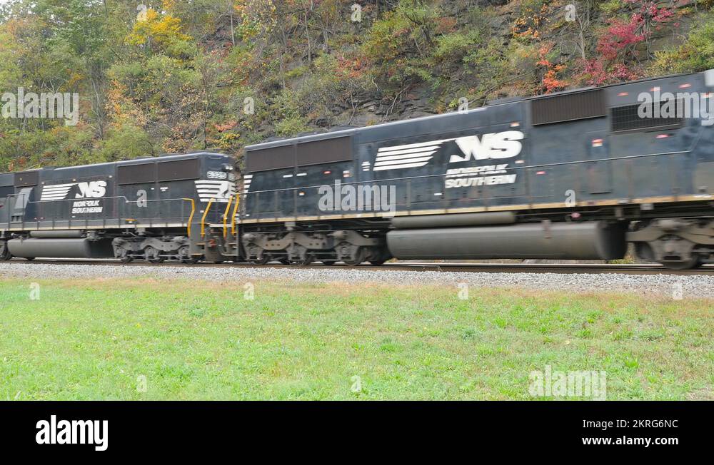 Norfolk Southern Freight Train at Horseshoe Curve 9 Stock Video Footage