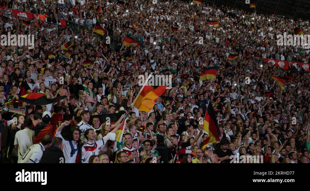 Ultra HD 4K UHD Happy German Crowd Fans Supporters Sing Football People ...