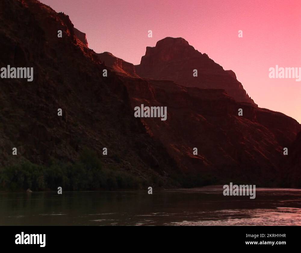 Colorado river flowing grand canyon - Long Shot Of The Colorado River Flowing Through The Grand Canyon 2krhyhr