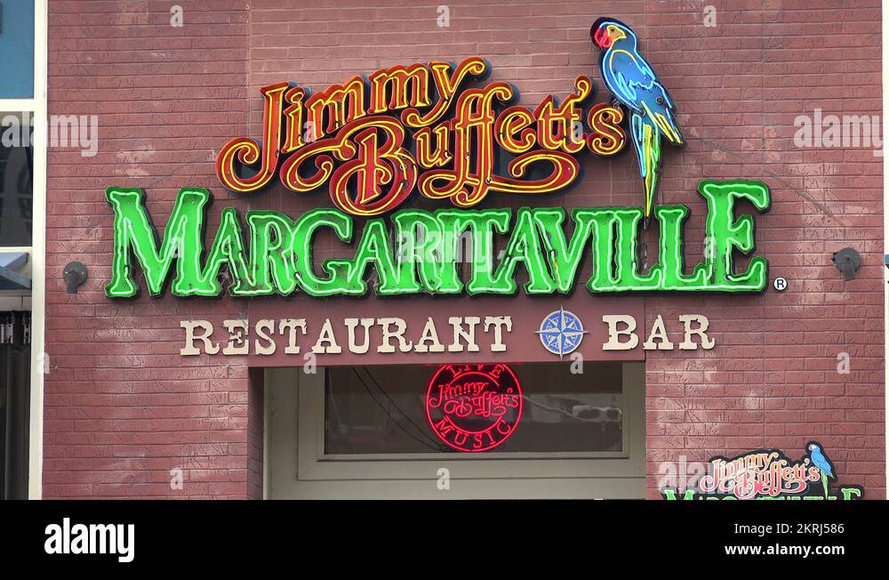 margaritaville bar, neon signs broadway, nashville bars, tn, usa Stock