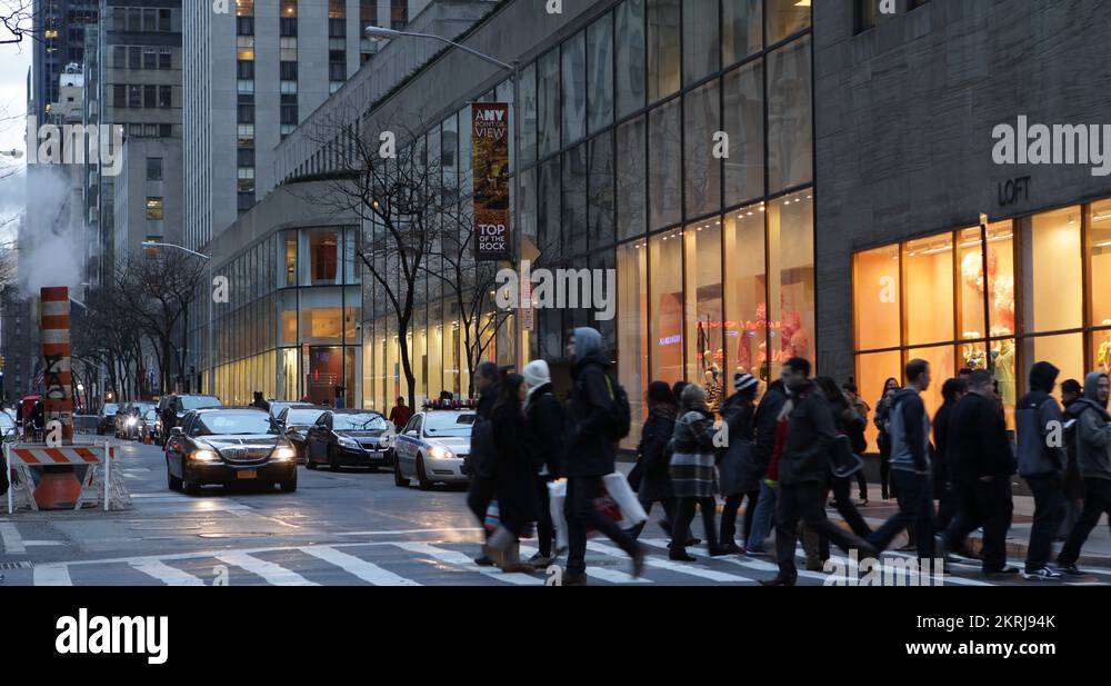 Top Famous Brands Stores Shopping Street New York City People Walk