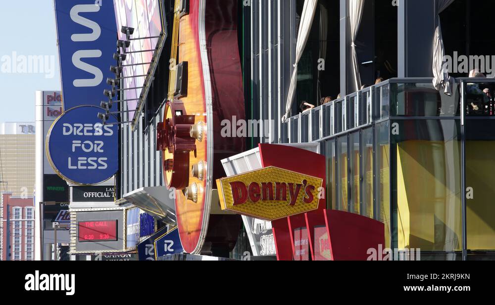 Denny's Restaurant Fast Food Las Vegas Strip Boulevard Neon Sign Board