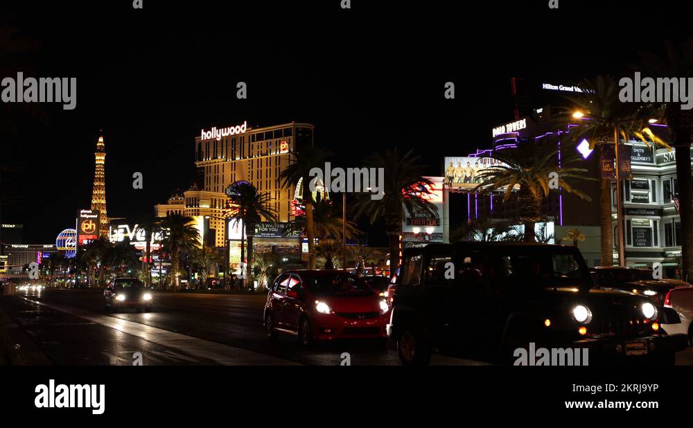 Traffic Jam Congestion Rush Hour Las Vegas Strip Boulevard Iconic Sin City Cars Stock Video