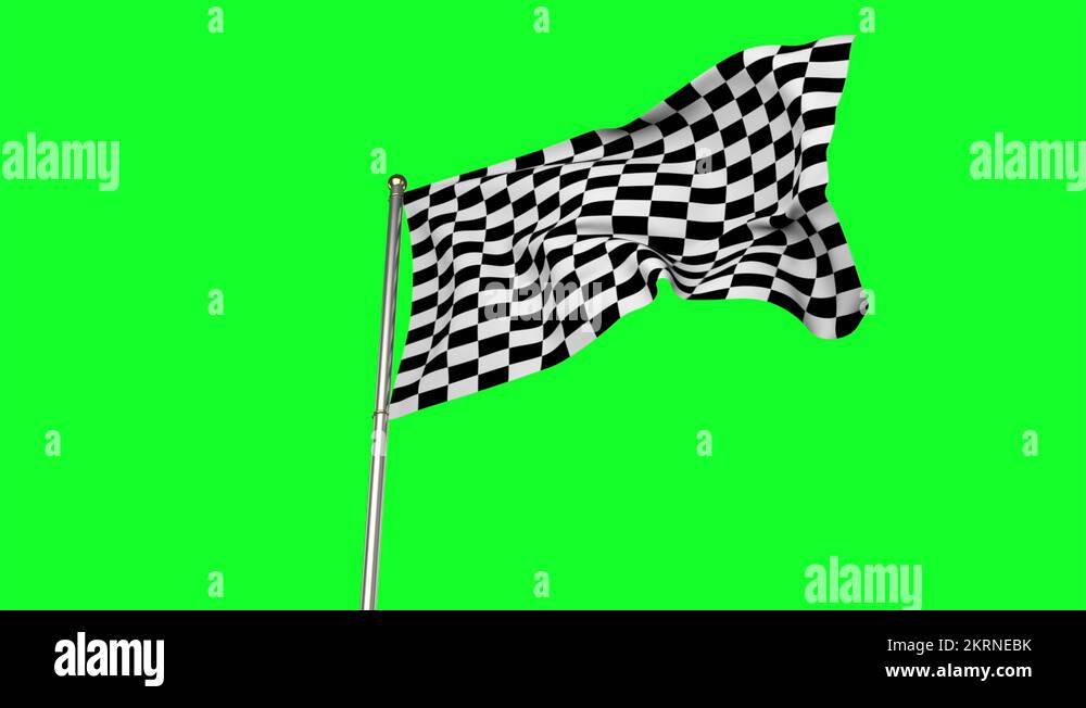 Checkered flag against green screen Stock Video Footage - Alamy