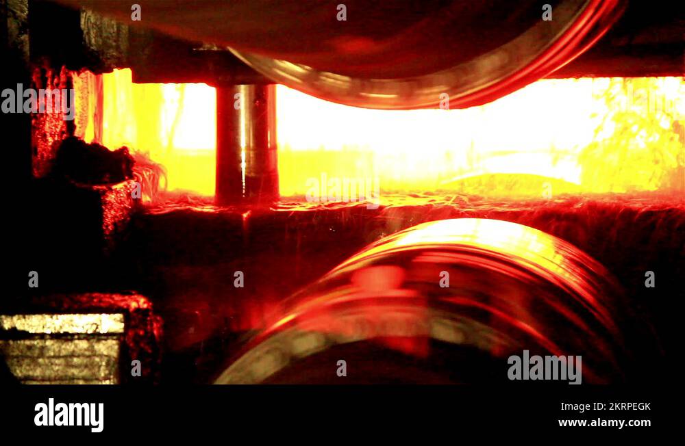 Industry steel, Big spindles, Hot slab are rolling in Mill Stock Video Footage Alamy