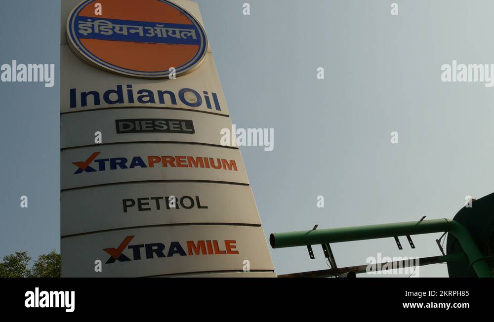 Petrol station of Indian Oil, the largest oil corporation in India Stock Video Footage Alamy