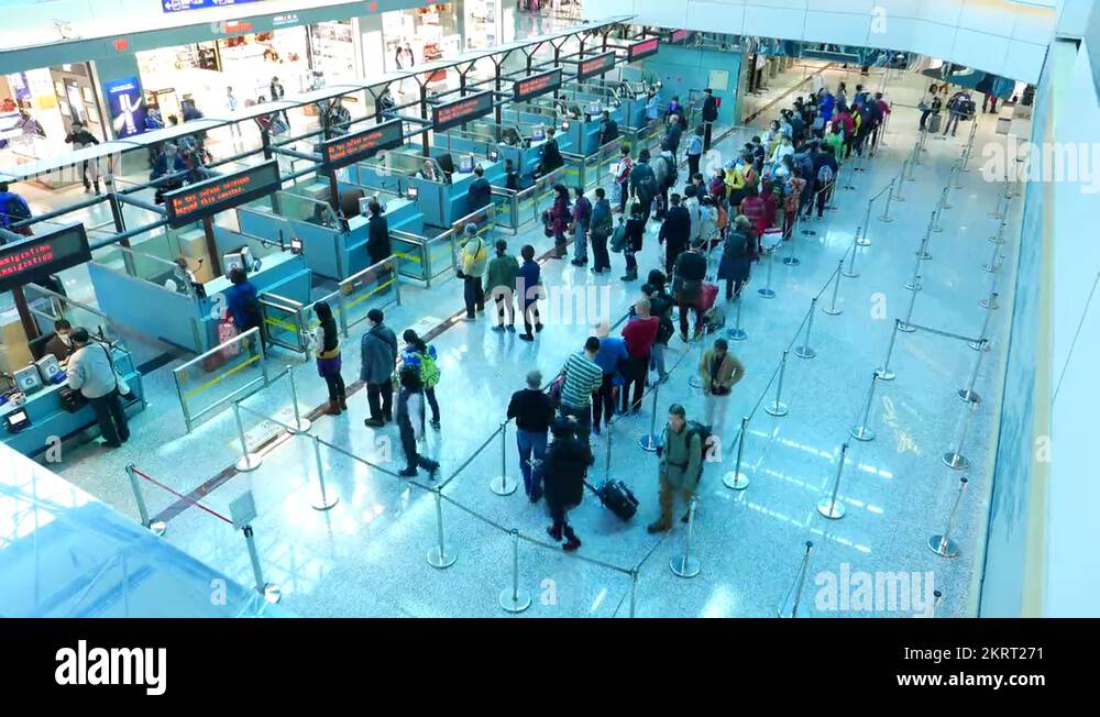 Airport passport control queue Stock Videos & Footage HD and 4K Video