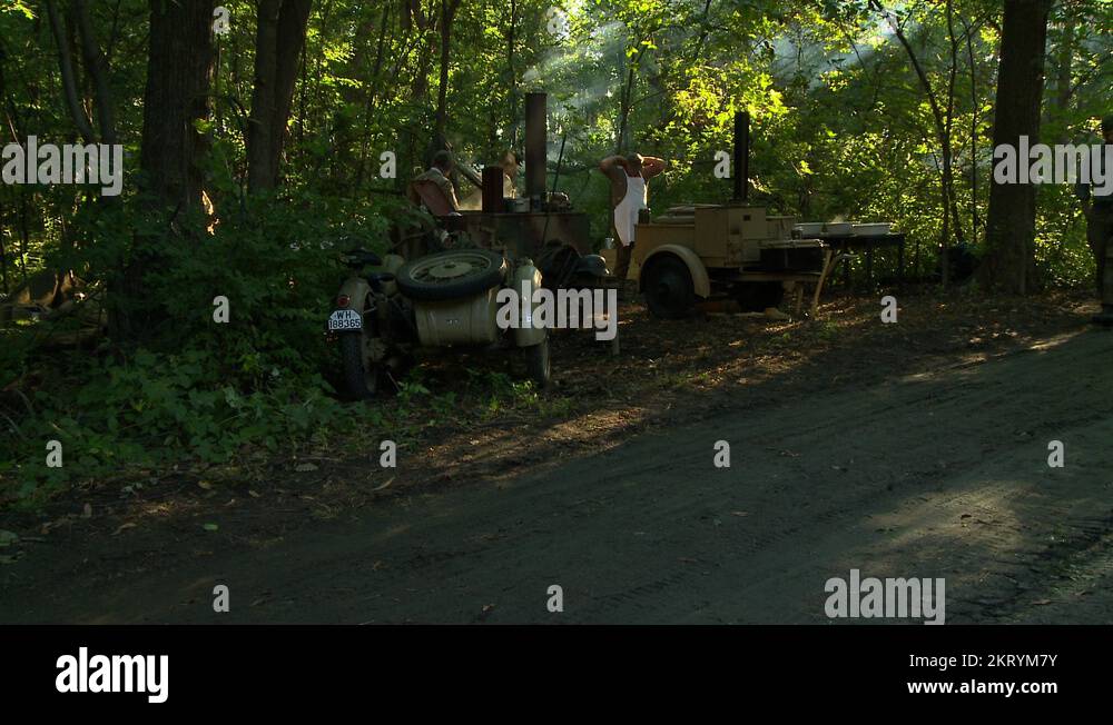 WWII German Field Kitchen in forest 2 Stock Video Footage Alamy