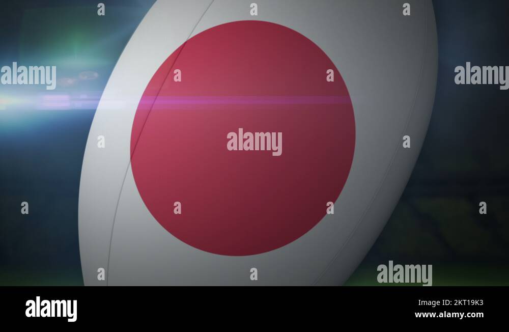Japan rugby ball in stadium with flashing lights Stock Video Footage