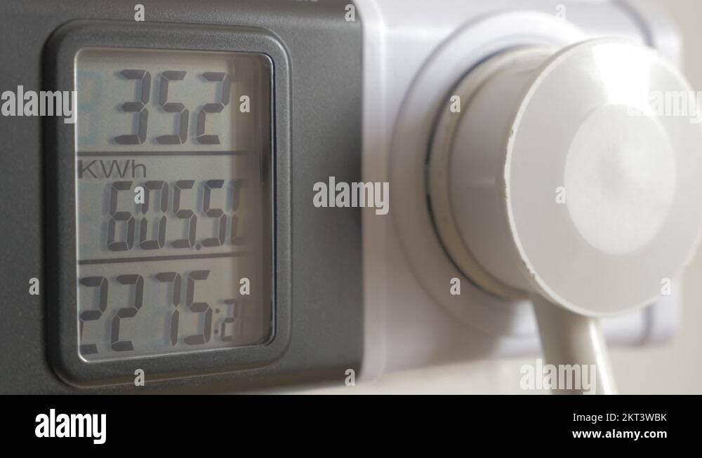 Electric power meter metering air conditioner consumtion closeup 4K