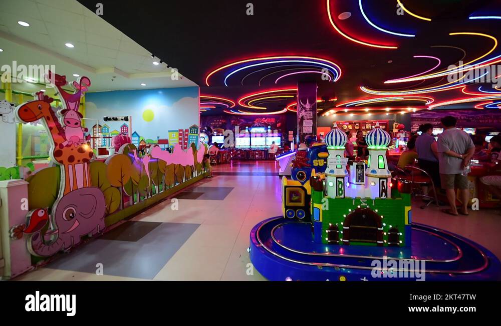Gaming zone in Maximark mall in Nha Trang city in Vietnam Stock Video