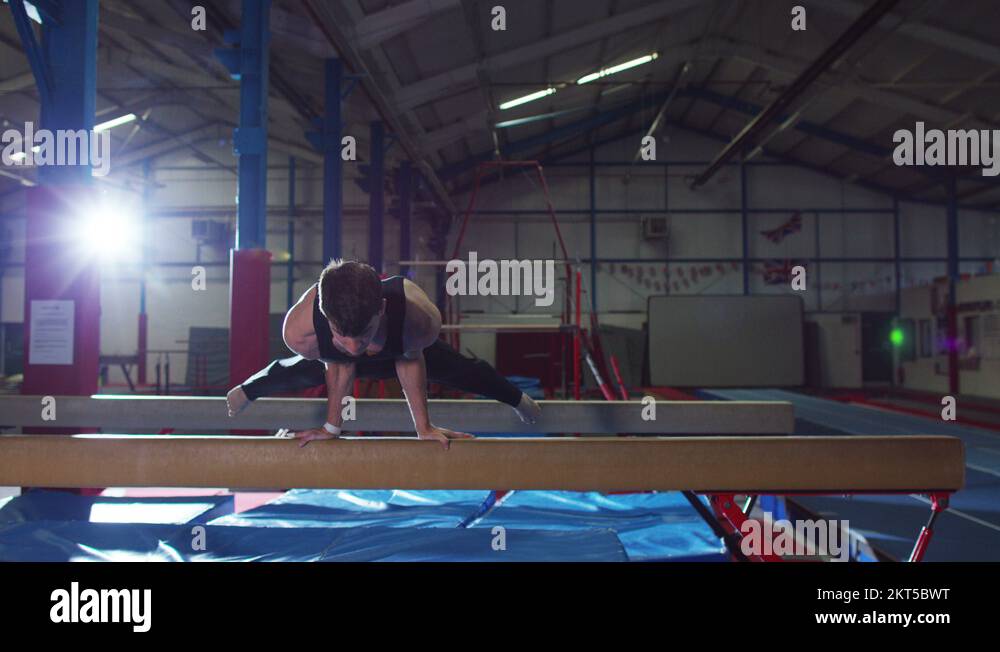 Male gymnast balance beam Stock Videos & Footage HD and 4K Video