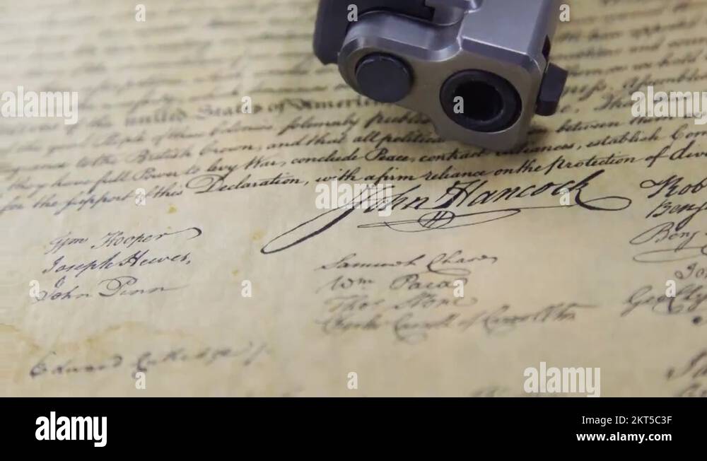 US Constitution with Hand Gun Right To Keep and Bear Arms Stock Video