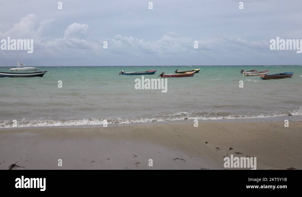 Jamaica beach coastal village fishing boats 4K Stock Video Footage Alamy