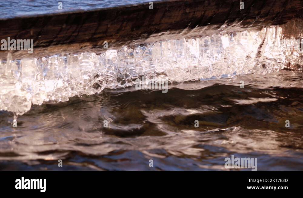 Ice formed by the freezing of dripping water Stock Videos & Footage