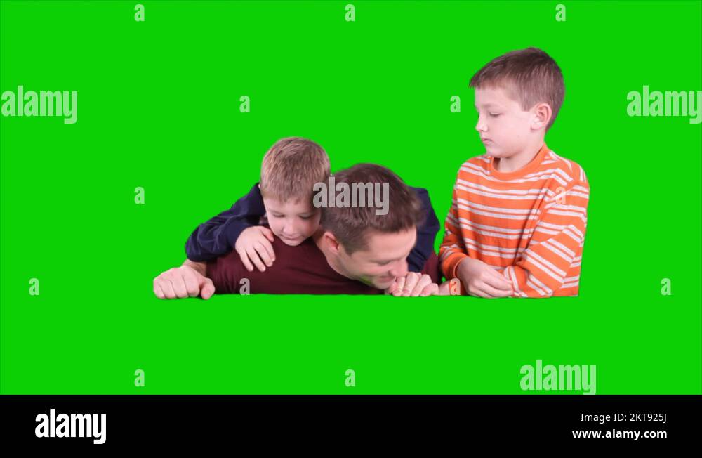 Dad and Kids Popup Green Screen Stock Video Footage - Alamy