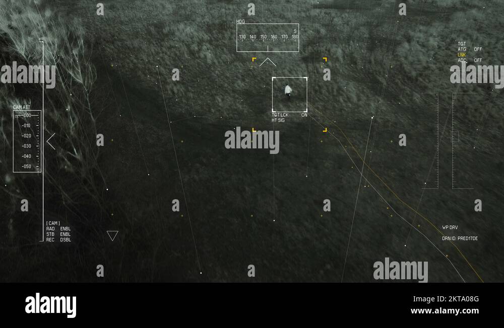 Drone tracking a fugitive.Weak signal version available Stock Video