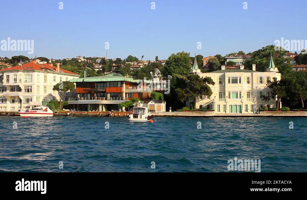 Waterfront mansions at Cengelkoy seaside in Istanbul, Turkey Stock