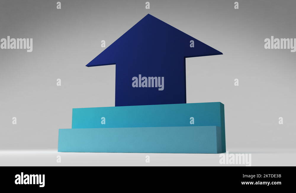 Two 3D stair step. arrow square intro title box diagram chart Stock