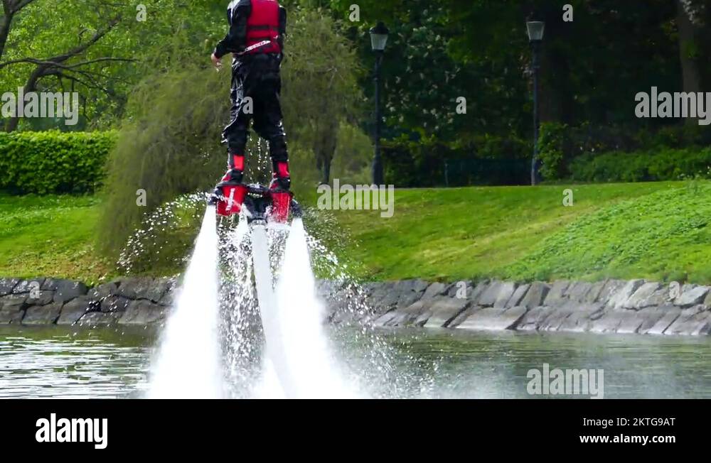 Testing the water jet pack flyboard for the first time inside river in