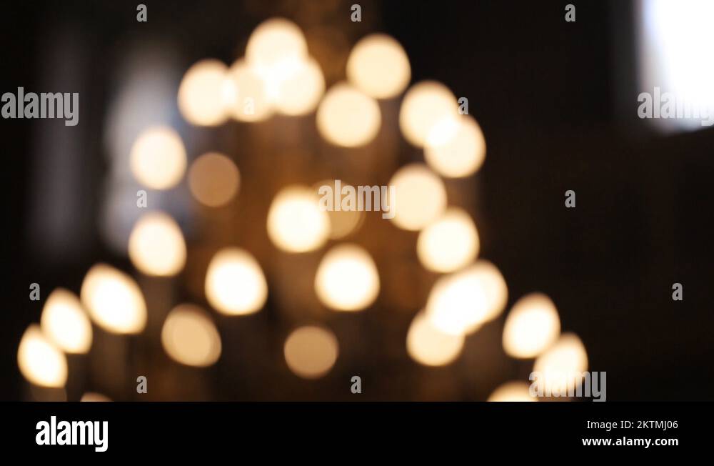 Sun light passes through the stained glass windows of the church Stock