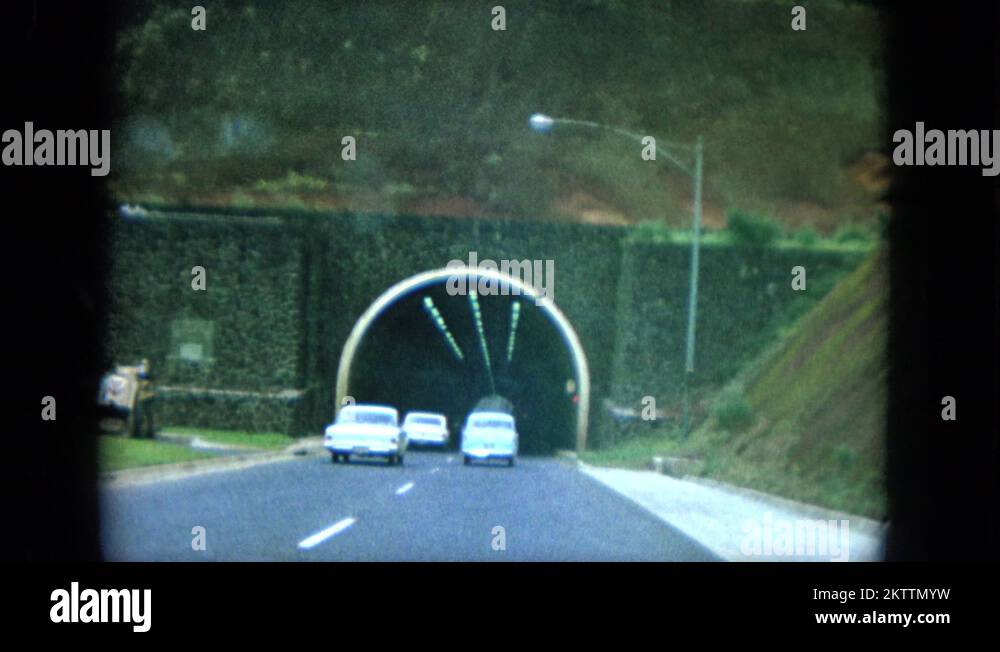 1964 late 1950s dashboard recording of the mountain tunnel. HAWAII