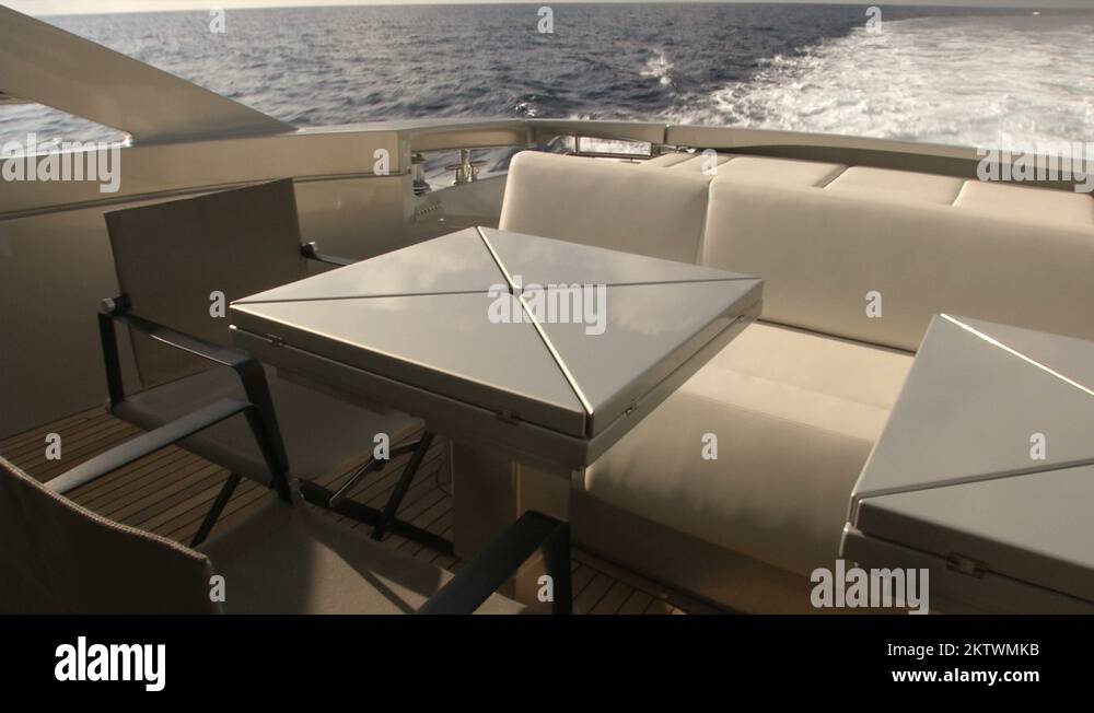 Tables in the cockpit of a luxury yacht navigating Stock Video Footage