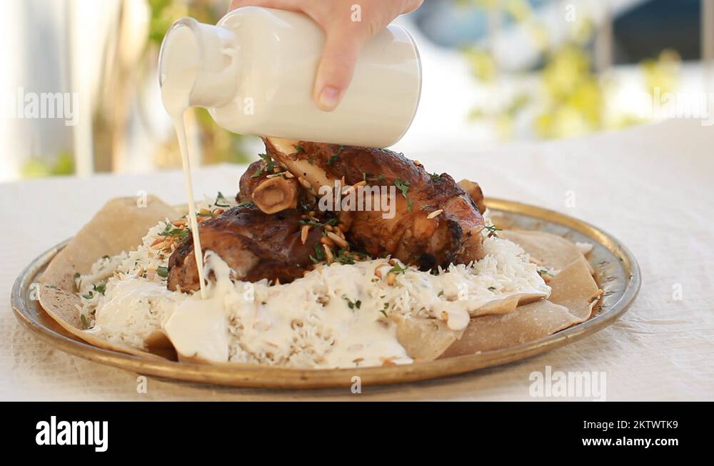 Mansaf Jordanian Lamb, Yogurt Rice Pilaf Stock Video Footage Alamy