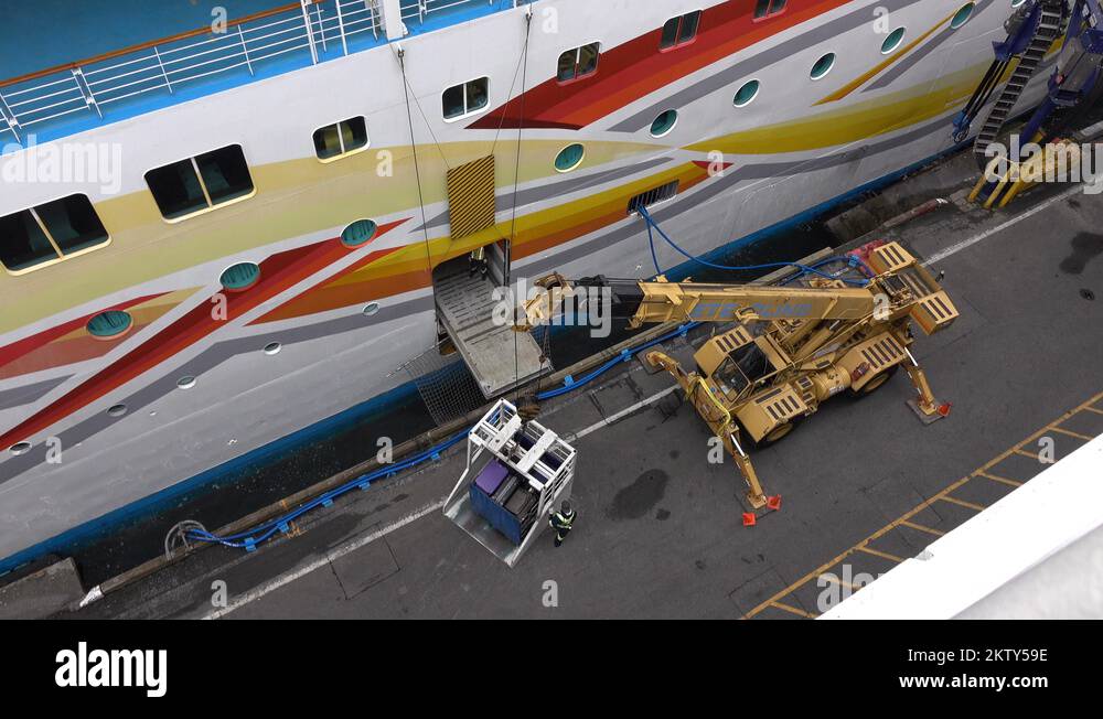 Passenger Luggage Loading Onto An NCL Cruise Ship Vancouver Canada
