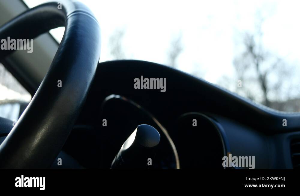 Women Driver Fingers Tapping On The Steering Wheel Stock Video Footage