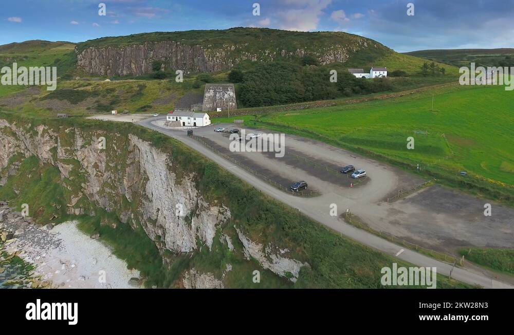Closer look of the parking lot in the cliff in Ireland Stock Video