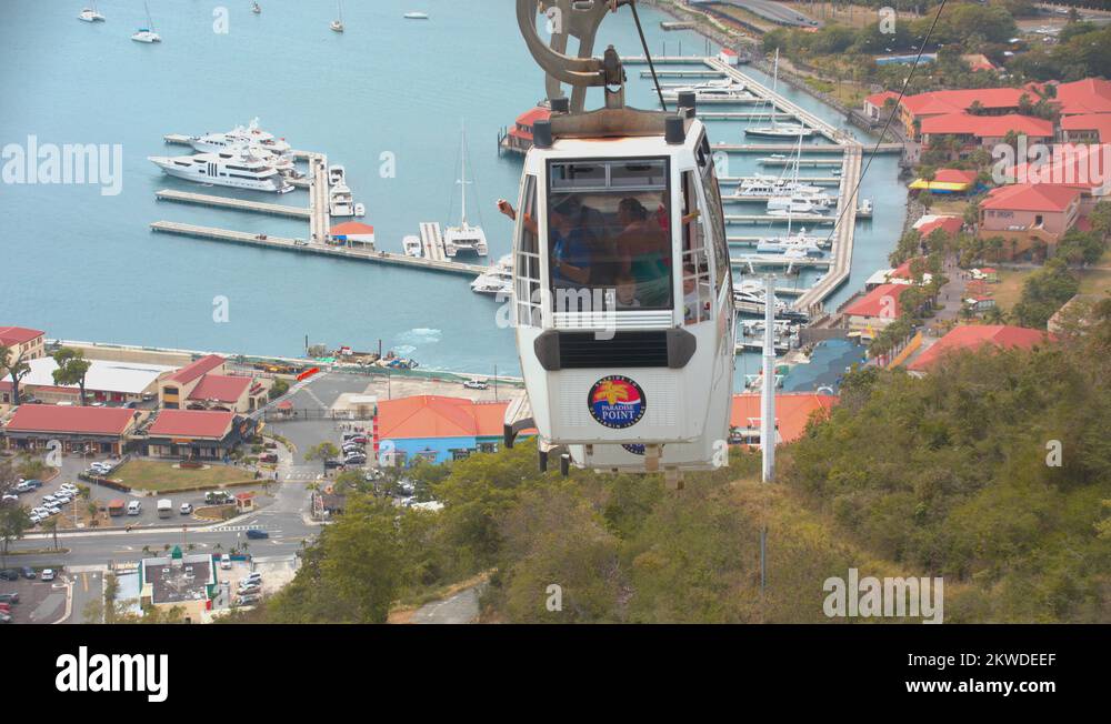 St. Thomas US Virgin Islands Paradise Point Cable Car Stock Video